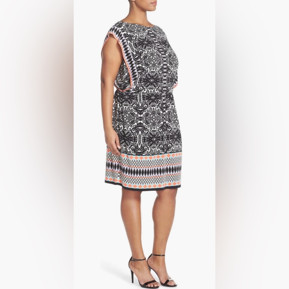 ***3 for $30***London Times sz 22 border print jersey blouson dress